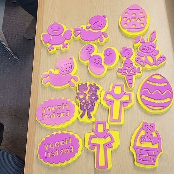 Lot Of 14 Chunky Foam Stamps For Arts And Crafts Painting. Easter - Picture 1 of 10